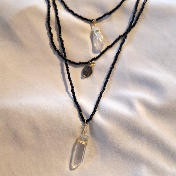 Artisan Handmade 3 Strand Aura Quartz Beaded Necklace - Picture 1 of 7